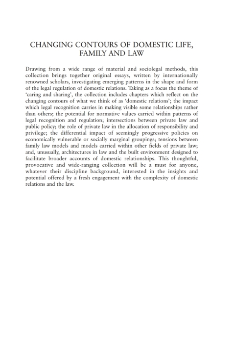 Cover image for book Changing Contours of Domestic Life, Family and Law