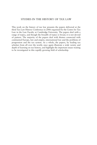 Studies in the History of Tax Law, Volume 3