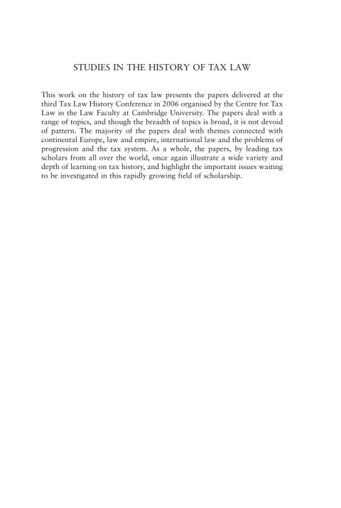 Cover image for book Studies in the History of Tax Law, Volume 3