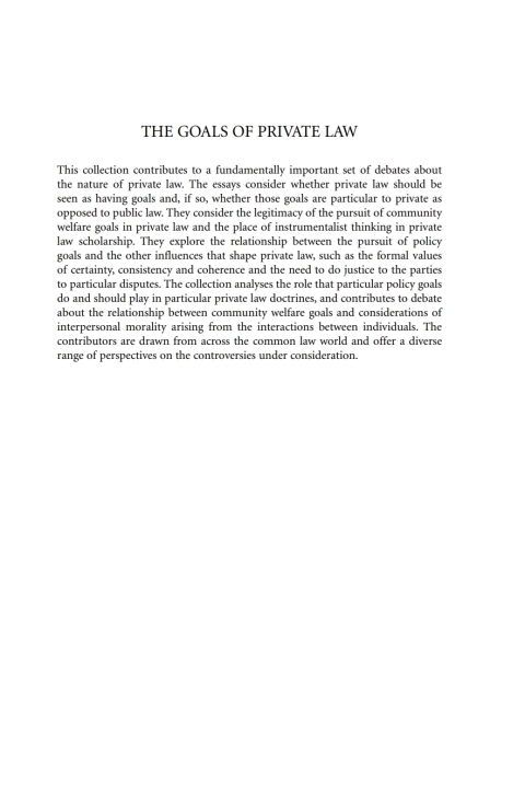Cover image for book The Goals of Private Law