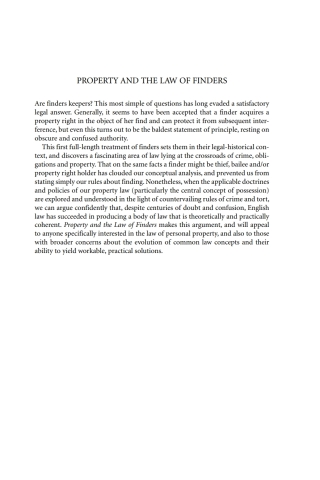 Property and the Law of Finders