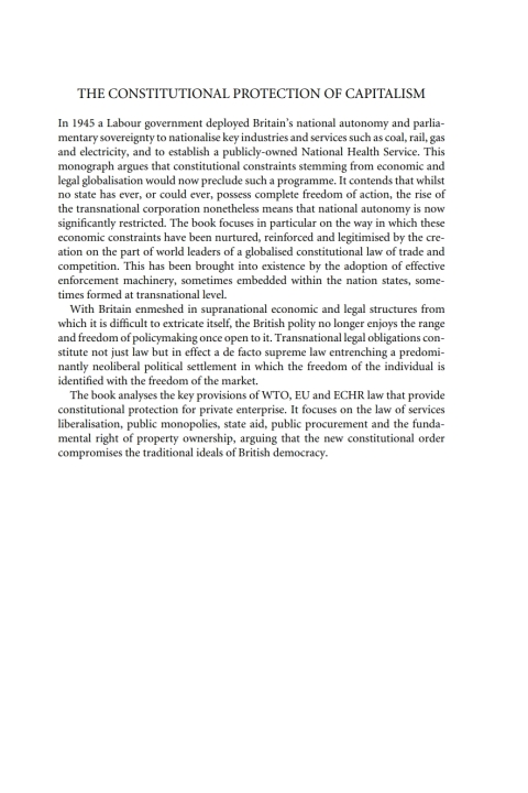 Cover image for book The Constitutional Protection of Capitalism