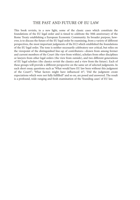 Cover image for book The Past and Future of EU Law