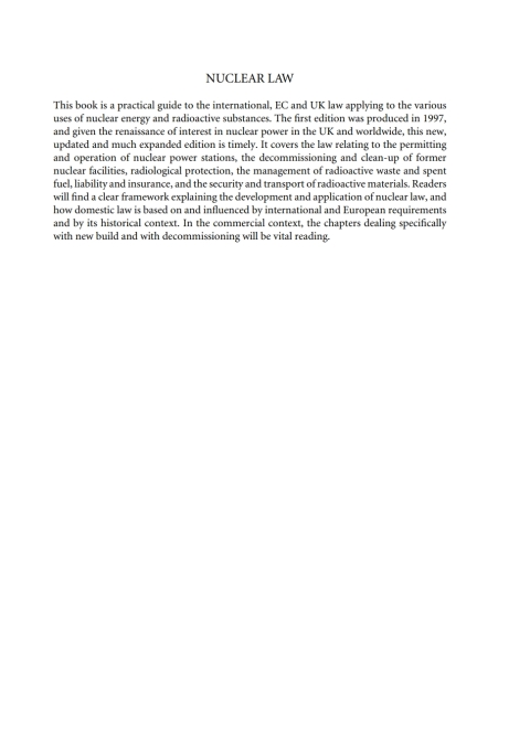 Cover image for book Nuclear Law