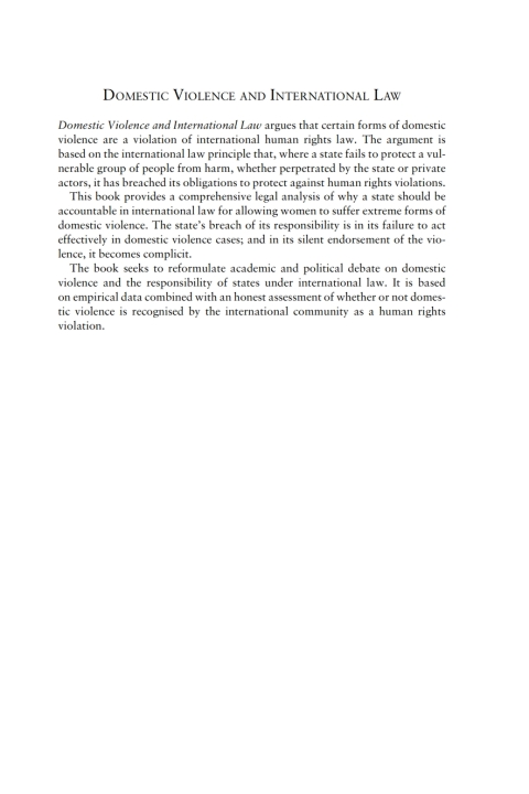 Cover image for book Domestic Violence and International Law