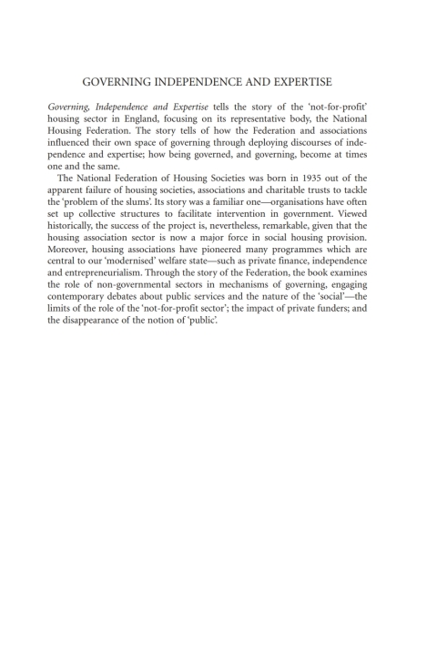 Cover image for book Governing Independence and Expertise