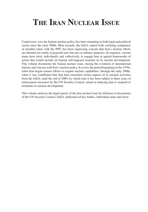 Cover image for book The Iran Nuclear Issue