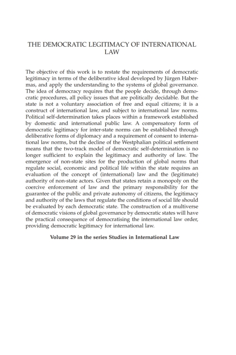 Cover image for book The Democratic Legitimacy of International Law