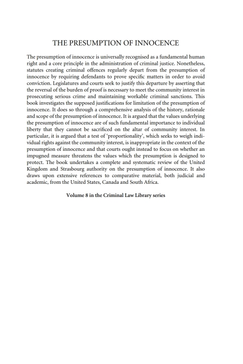 Cover image for book The Presumption of Innocence
