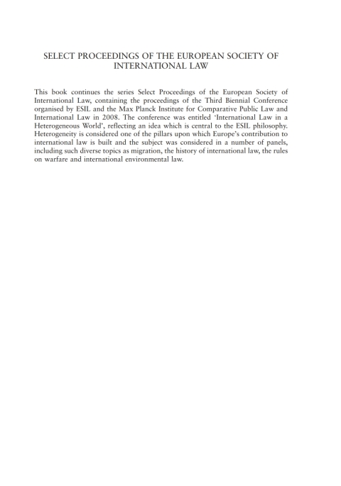 Cover image for book Select Proceedings of the European Society of International Law, Volume 2, 2008