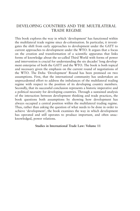 Cover image for book Developing Countries and the Multilateral Trade Regime