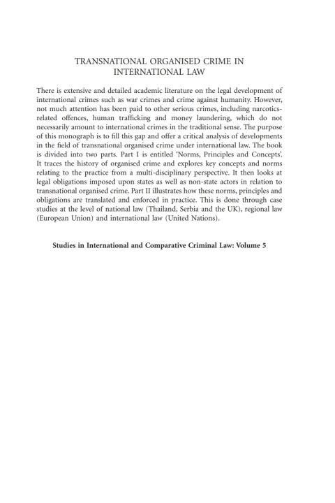 Cover image for book Transnational Organised Crime in International Law