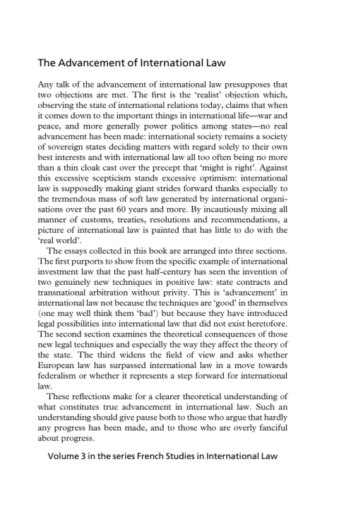 Cover image for book The Advancement of International Law