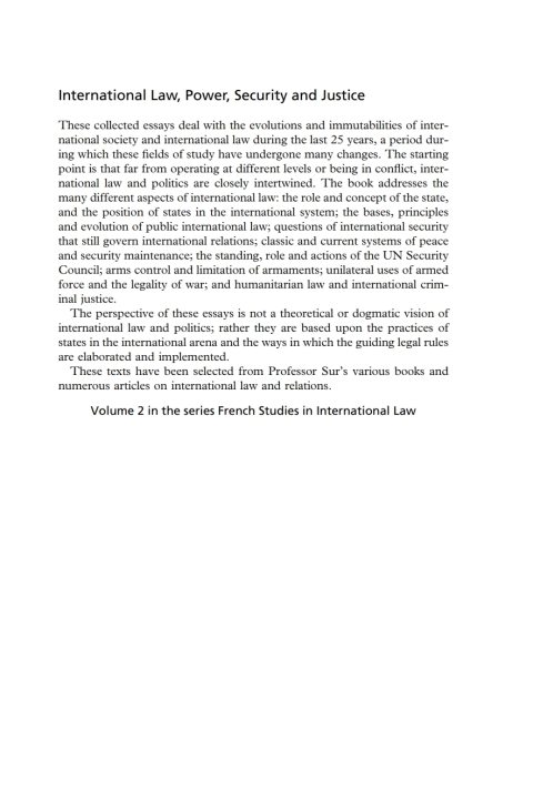Cover image for book International Law, Power, Security and Justice