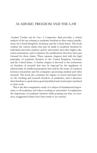 Academic Freedom and the Law