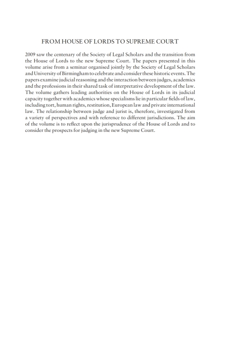 Cover image for book From House of Lords to Supreme Court