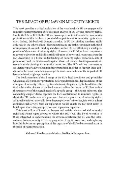 Cover image for book The Impact of EU Law on Minority Rights