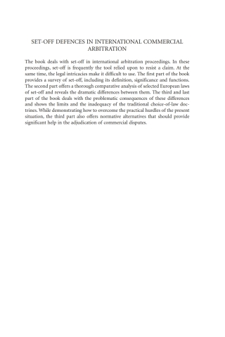 Set-off Defences in International Commercial Arbitration