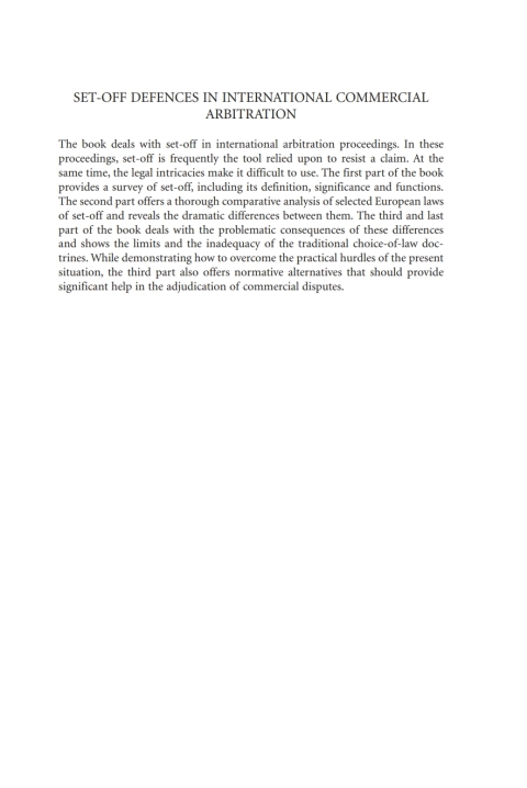 Cover image for book Set-off Defences in International Commercial Arbitration