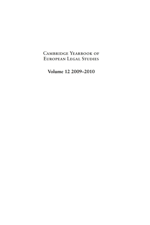 Cover image for book Cambridge Yearbook of European Legal Studies, Vol 12, 2009-2010