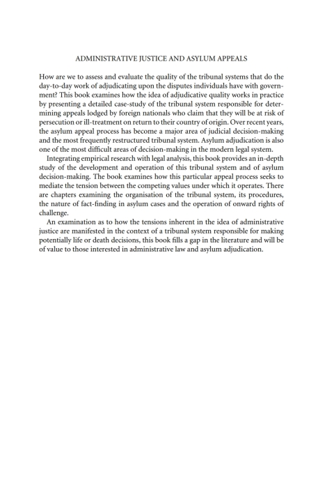 Cover image for book Administrative Justice and Asylum Appeals