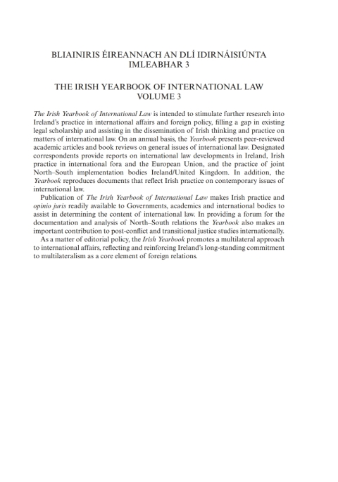 Cover image for book The Irish Yearbook of International Law, Volume 3, 2008