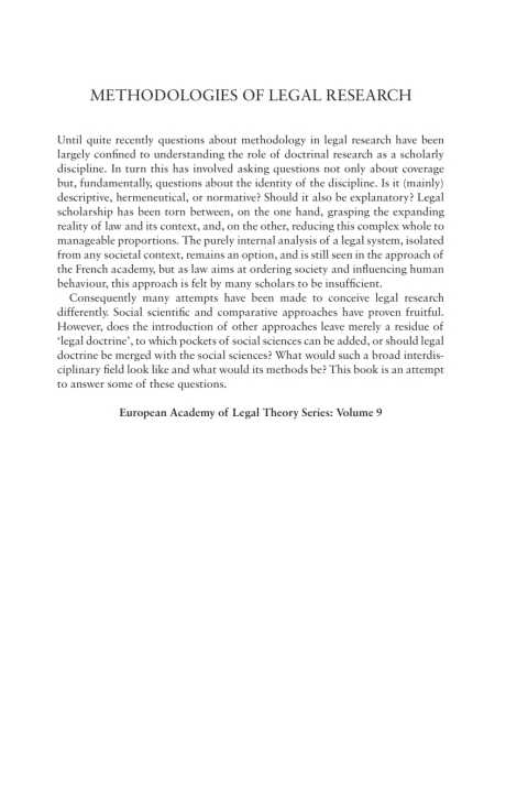 Cover image for book Methodologies of Legal Research