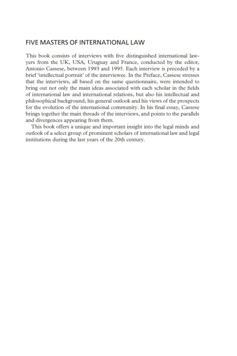 Cover image for book Five Masters of International Law