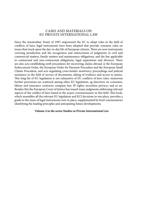 Cover image for book Cases and Materials on EU Private International Law