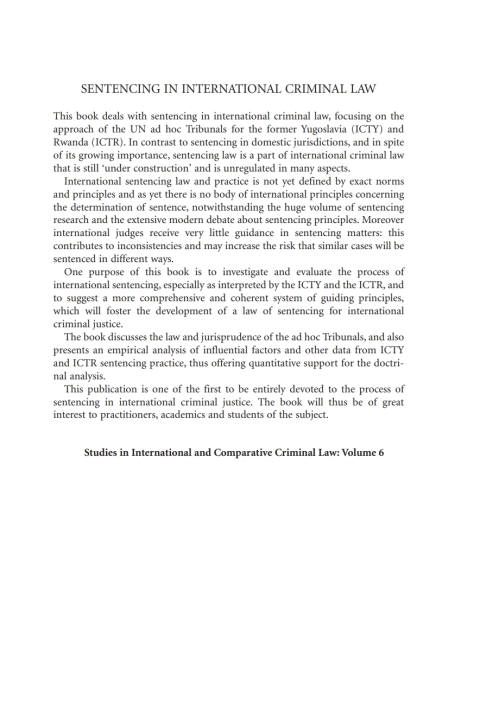 Cover image for book Sentencing in International Criminal Law