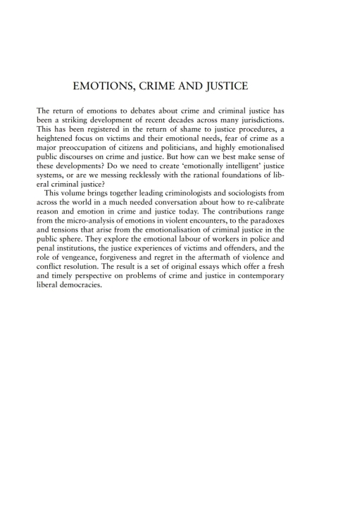 Cover image for book Emotions, Crime and Justice