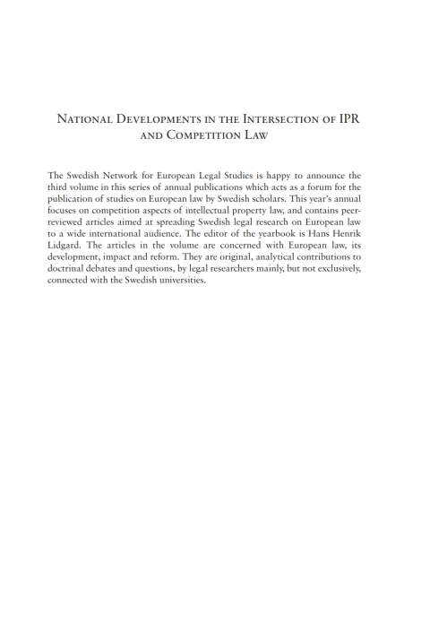 Cover image for book National Developments in the Intersection of IPR and Competition Law