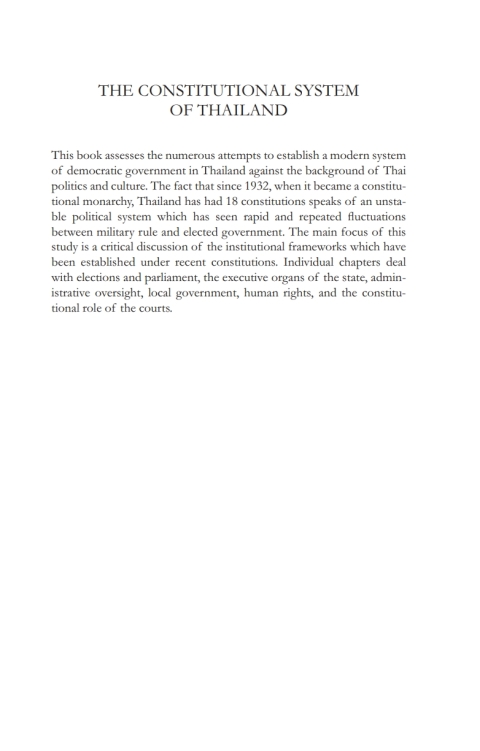 The Constitutional System of Thailand 