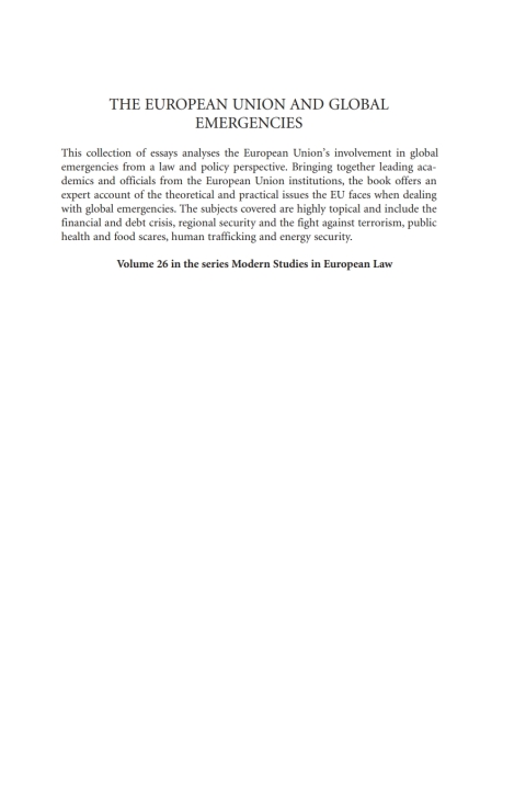 Cover image for book The European Union and Global Emergencies