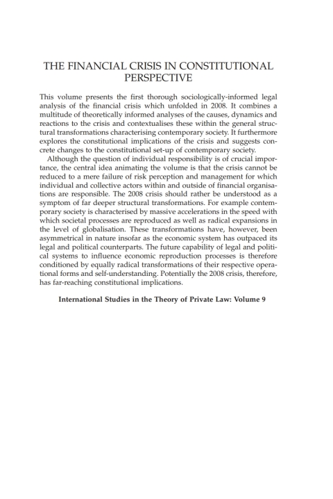 Cover image for book The Financial Crisis in Constitutional Perspective