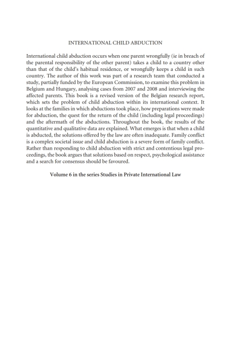 Cover image for book International Child Abduction