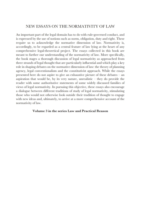Cover image for book New Essays on the Normativity of Law