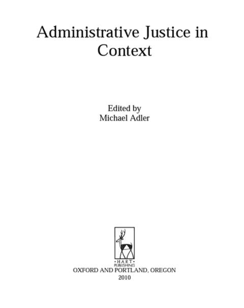 Cover image for book Administrative Justice in Context