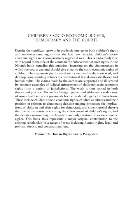 Cover image for book Children’s Socio-Economic Rights, Democracy And The Courts