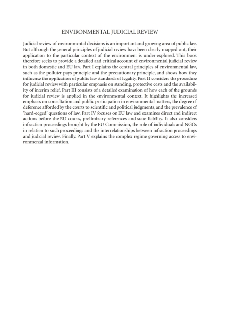 Cover image for book Environmental Judicial Review