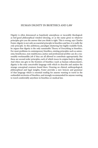 Human Dignity in Bioethics and Law