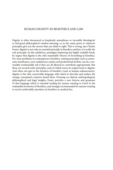 Cover image for book Human Dignity in Bioethics and Law