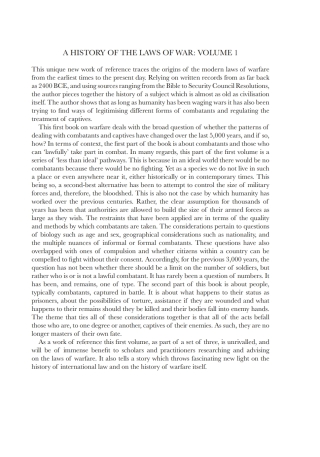 A History of the Laws of War: Volume 1