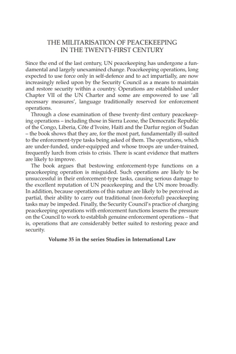 Cover image for book The Militarisation of Peacekeeping in the Twenty-First Century