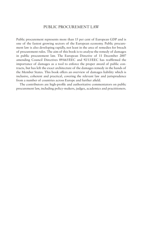 Cover image for book Public Procurement Law