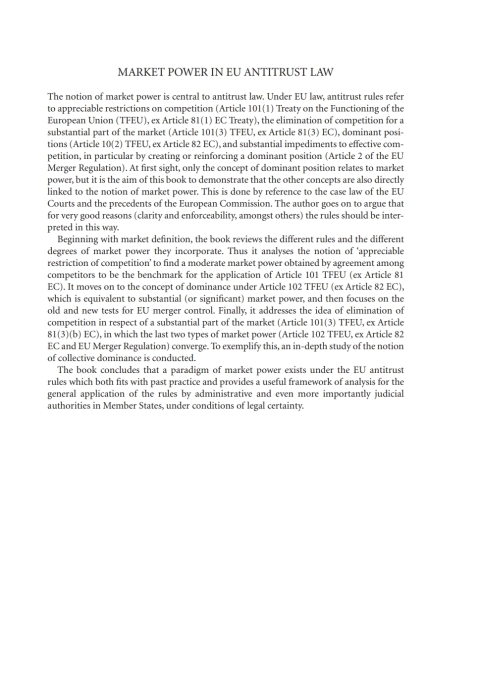 Cover image for book Market Power in EU Antitrust Law
