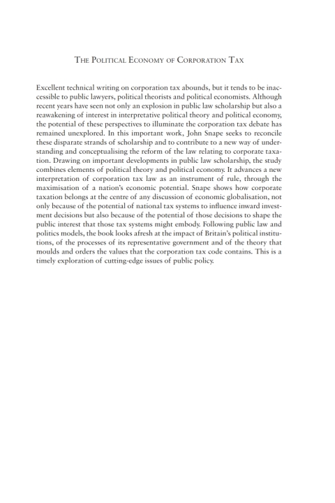 Cover image for book The Political Economy of Corporation Tax