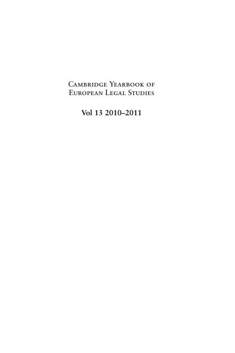 Cover image for book Cambridge Yearbook of European Legal Studies, Vol 13, 2010-2011