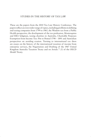 Studies in the History of Tax Law, Volume 5