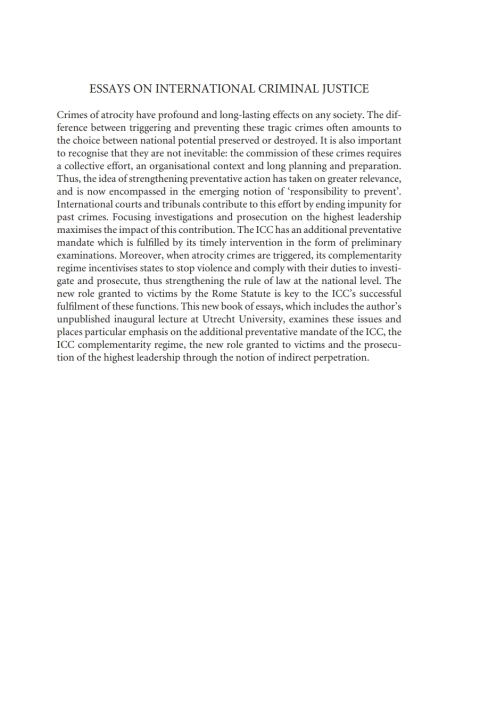 Cover image for book Essays on International Criminal Justice